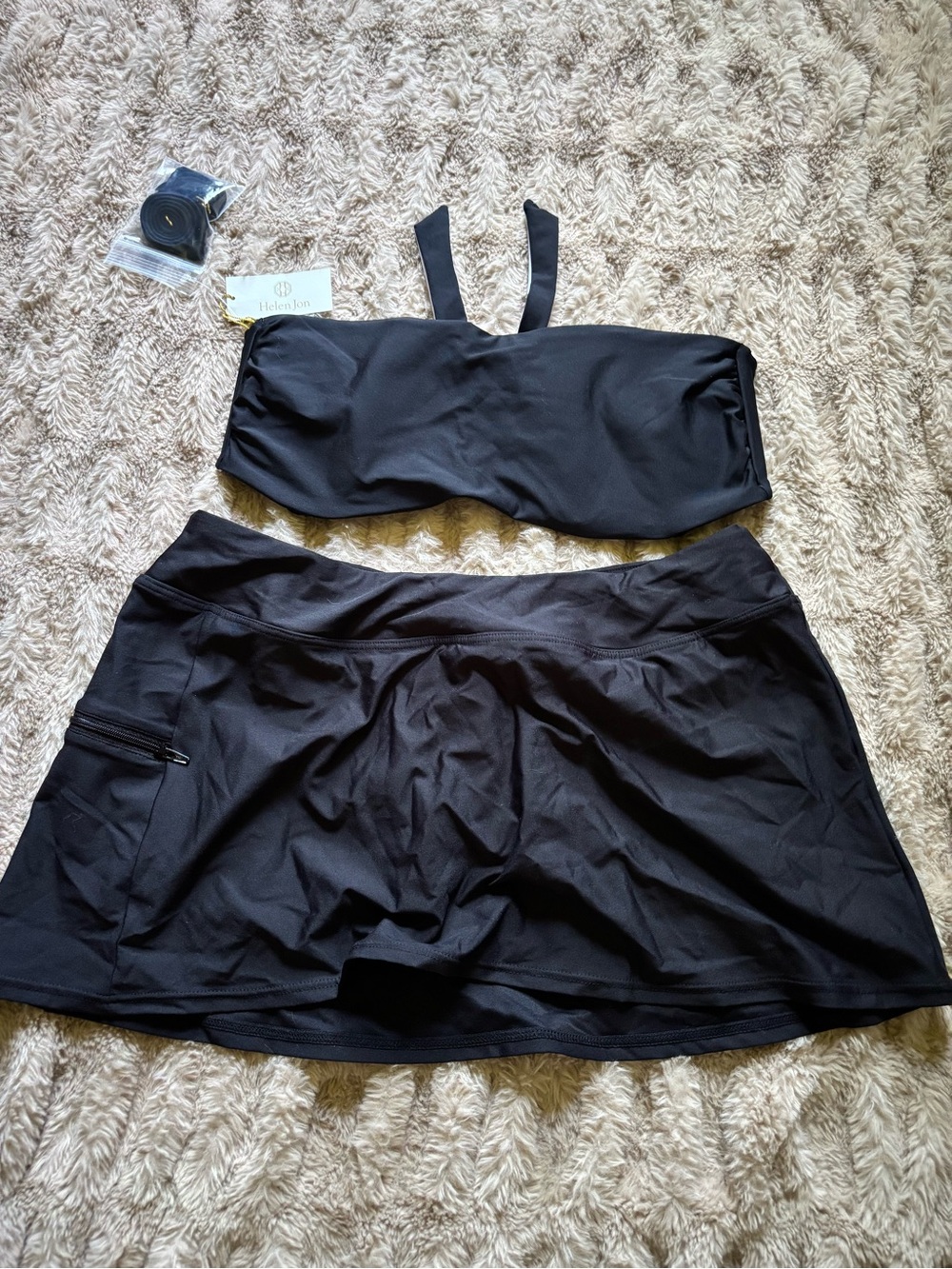 Helen Jon Black Athletic Skort Set with Removable Bandeau Top